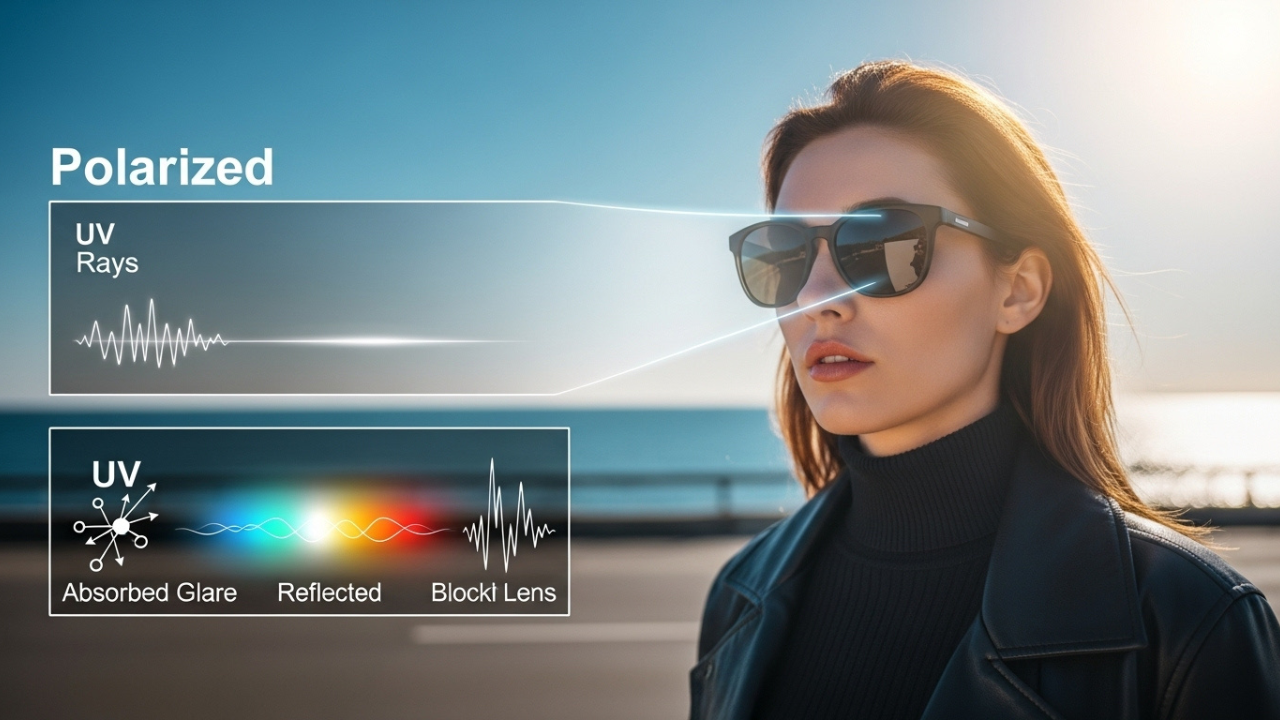 How do sunglasses block light physics behind it